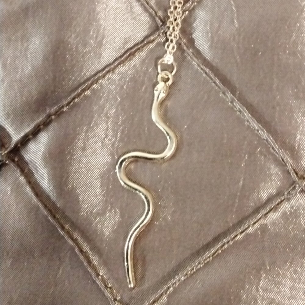 simple minimalist snake necklace golden tone